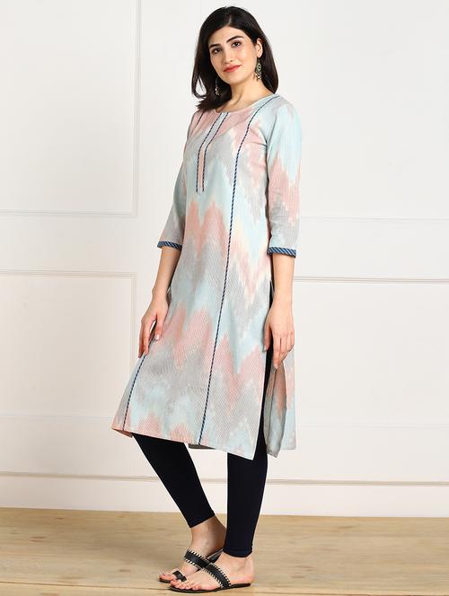ikat print straight kurta - 17411498 - Very Small Image - 1