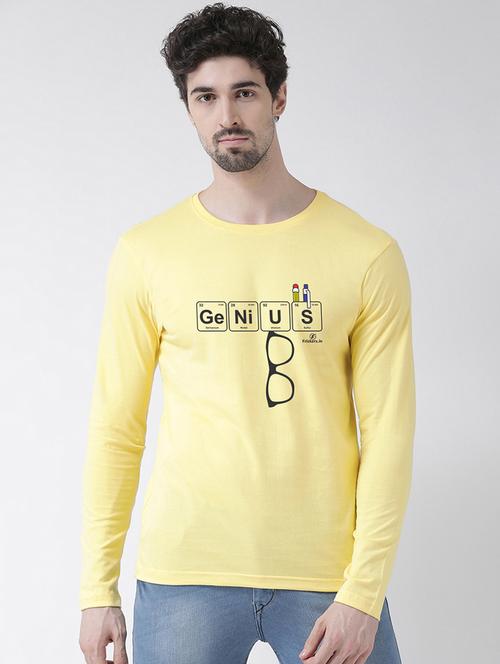 yellow chest print t-shirt - 17411541 - Very Small Image - 1