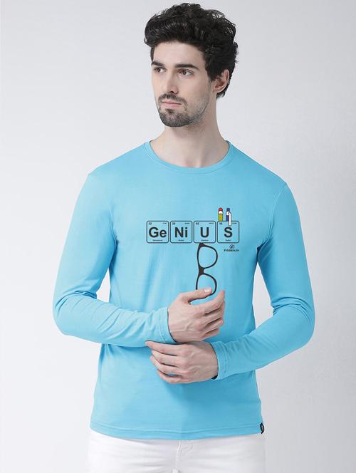 turquoise blue chest print t-shirt - 17411542 - Very Small Image - 1