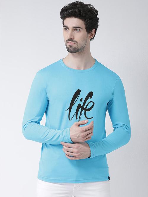 turquoise blue chest print t-shirt - 17411546 - Very Small Image - 1