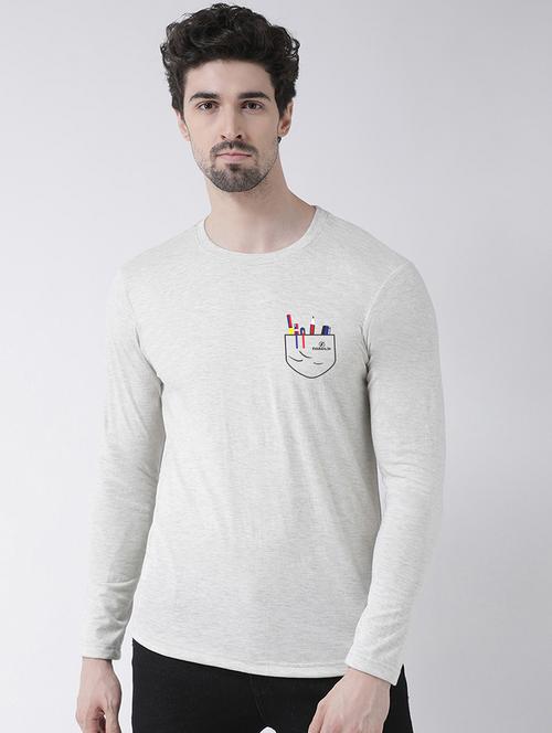 grey chest print t-shirt - 17411555 - Very Small Image - 1