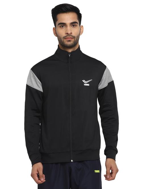 black color block casual jacket - 17411606 - Very Small Image - 1