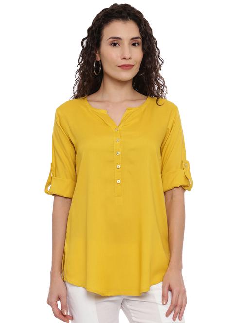 notch neck solid top  - 17411654 - Very Small Image - 1