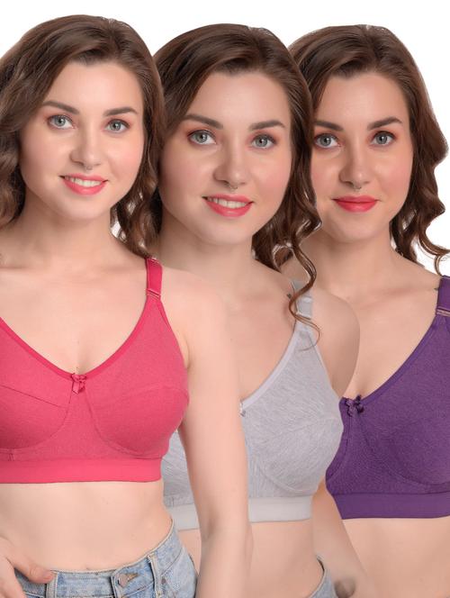 set of 3 solid minimizer bra - 17411670 - Very Small Image - 1