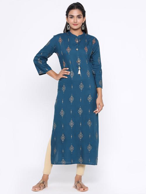 printed straight kurta - 17411801 - Very Small Image - 1
