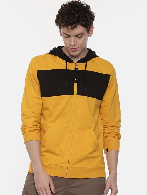 yellow color block cut & sew sweatshirt - 17412663 - Very Small Image - 1