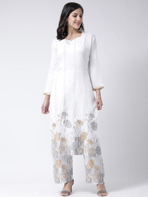 foil print kurta palazzo set - 17413533 - Very Small Image - 1