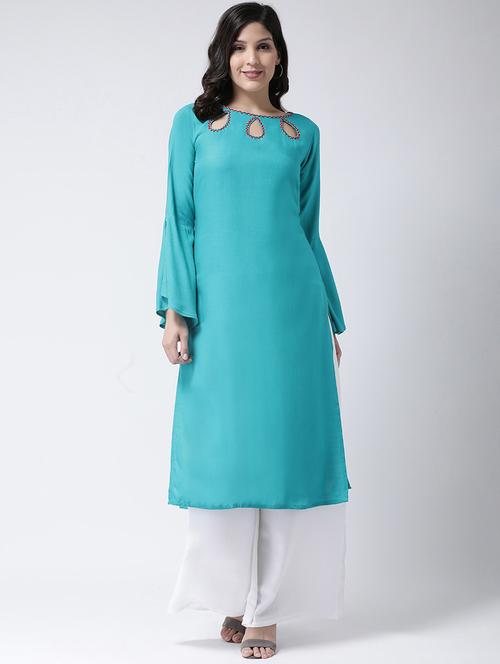 embroidered kurta palazzo set - 17413569 - Very Small Image - 1