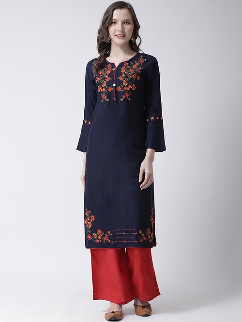 embroidered kurta palazzo set - 17413603 - Very Small Image - 1