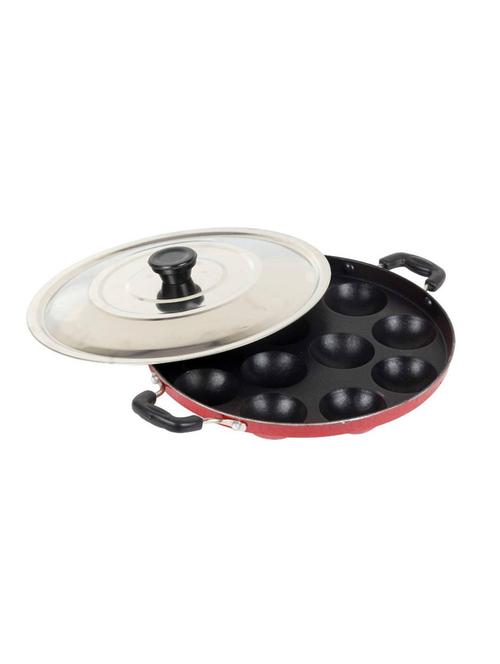 rasoi 12 cavity non-stick aliminium appam patra with 2 side handle and stainless steel lid - 17413880 - Very Small Image - 1