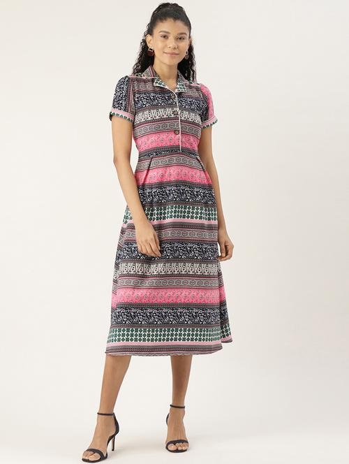 tie back printed a-line dress  - 17413919 - Very Small Image - 1