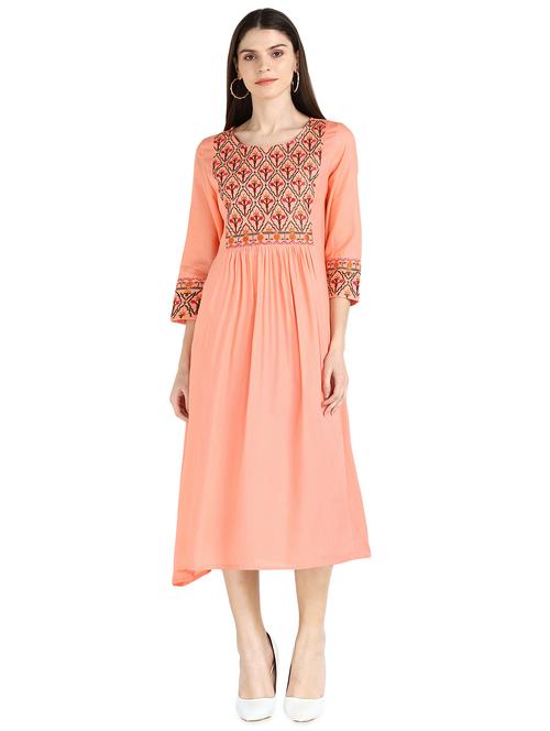 embroidered a-line kurta - 17414419 - Very Small Image - 1
