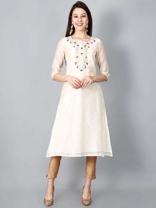 embroidered a-line kurta - 17414522 - Very Small Image - 1