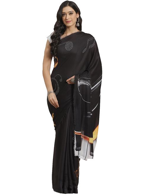 women's printed black colored saree - 17415955 - Very Small Image - 1