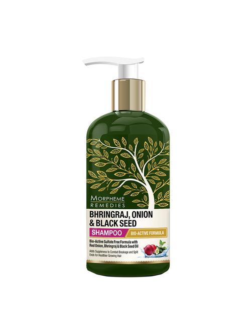 morpheme remedies bhringraj, onion & black seed hair shampoo + bhringraj, onion & black seed conditioner (300ml each) - 17416497 - Very Small Image - 1