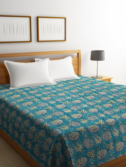  floral kantha double bed cover - 17416946 - Very Small Image - 1