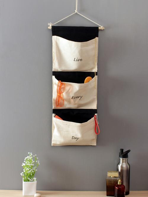  multipurpose 3 pocket white and black wall hanging organizer - 17417107 - Very Small Image - 1