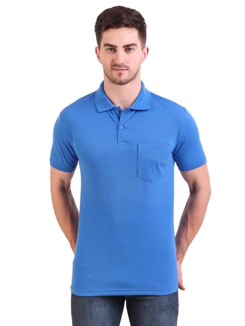 blue solid polo t-shirt - 17417991 - Very Small Image - 1