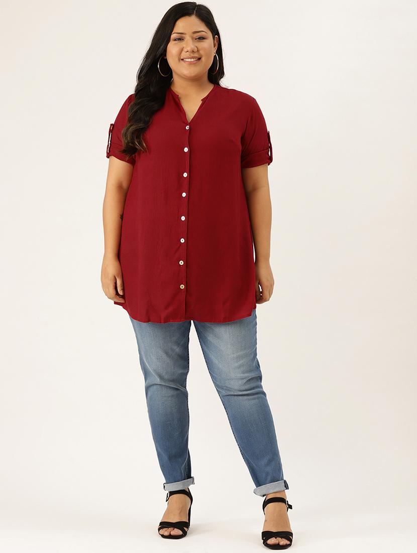 mandarin neck plus shirt - 17418061 - Zoom Image - 3