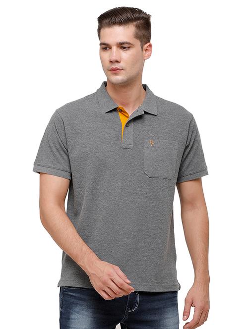 charcoal grey solid polo t-shirt - 17420200 - Very Small Image - 1