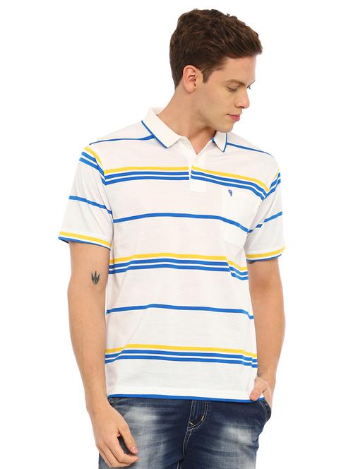 cream striped polo t-shirt - 17420346 - Very Small Image - 1