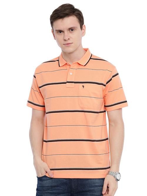 peach striped polo t-shirt - 17420401 - Very Small Image - 1