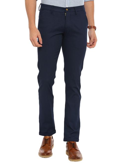 navy blue textured chinos  - 17420469 - Very Small Image - 1