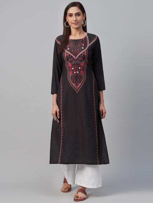 printed straight kurta - 17420796 - Very Small Image - 1