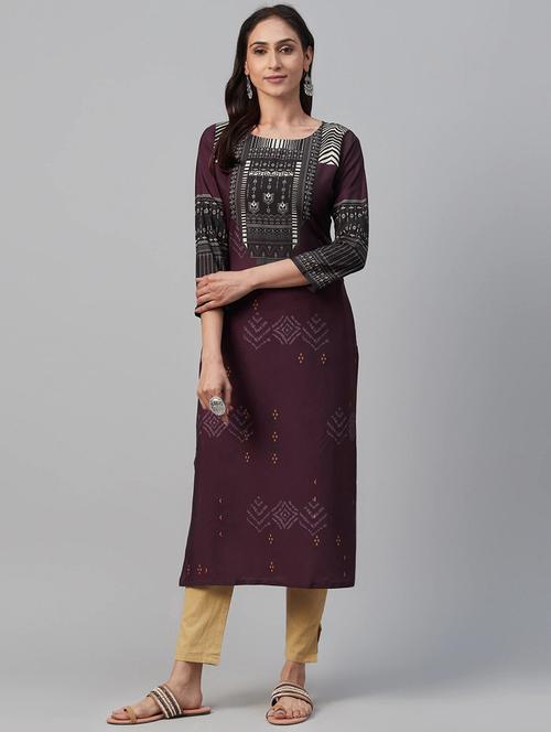 printed straight kurta - 17420822 - Very Small Image - 1