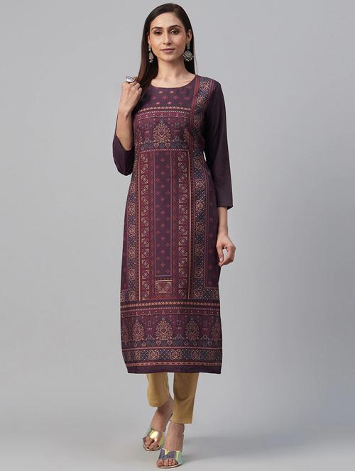  printed straight kurta - 17420843 - Very Small Image - 1