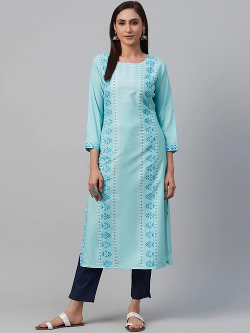 printed straight kurta - 17420918 - Very Small Image - 1