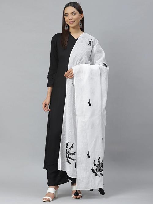 ada hand-embroidered white chikankari dupatta  - 17421673 - Very Small Image - 1