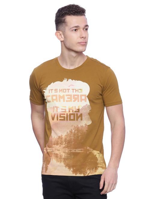 khaki front print t-shirt - 17421802 - Very Small Image - 1
