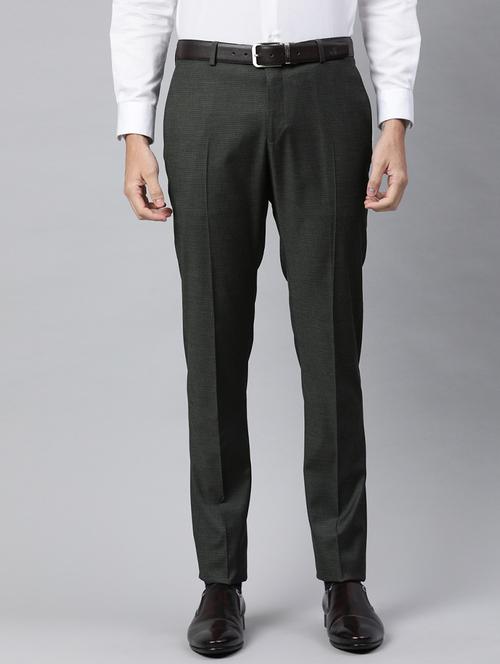 grey checkered flat front formal trouser - 17421966 - Very Small Image - 1