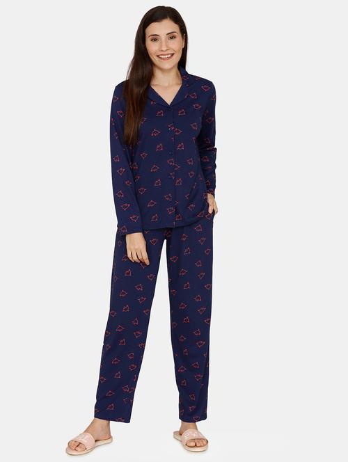 blue cotton pyjama nightwear set - 17422240 - Very Small Image - 1