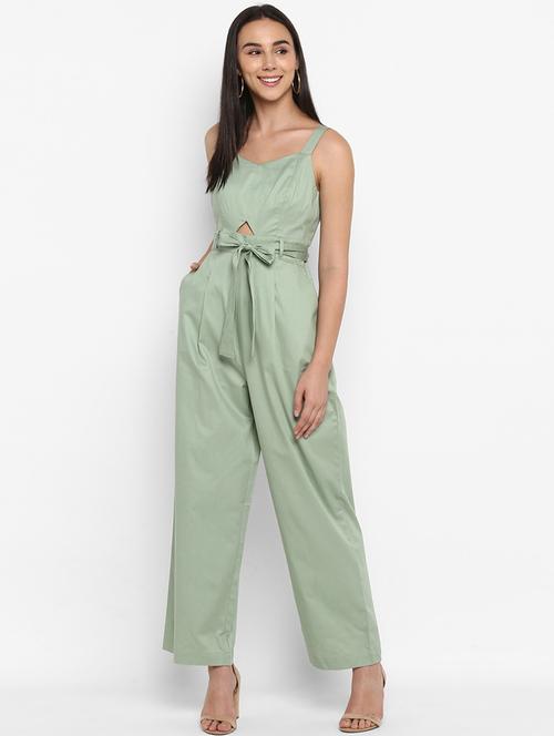 tie front full leg jumpsuit - 17423199 - Very Small Image - 1