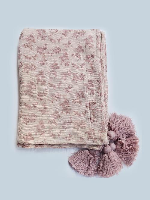  vintage cotton slub printed throw blanket  - 17423304 - Very Small Image - 1