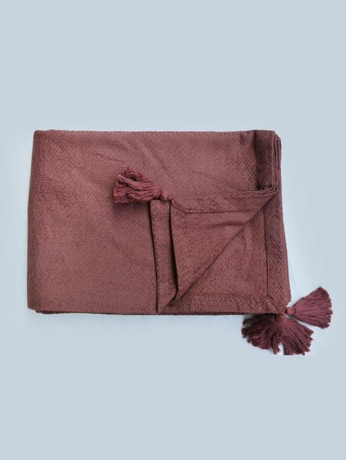  premium cotton jacquard self design tasseled throw blanket  - 17423309 - Very Small Image - 1