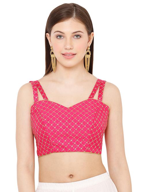pink dupion embroidered blouse - 17423723 - Very Small Image - 1