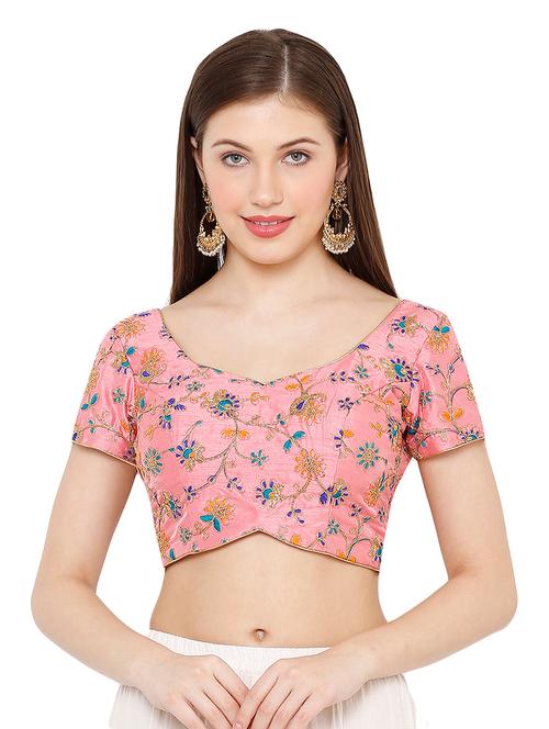 pink art silk embroidered blouse - 17423752 - Very Small Image - 1