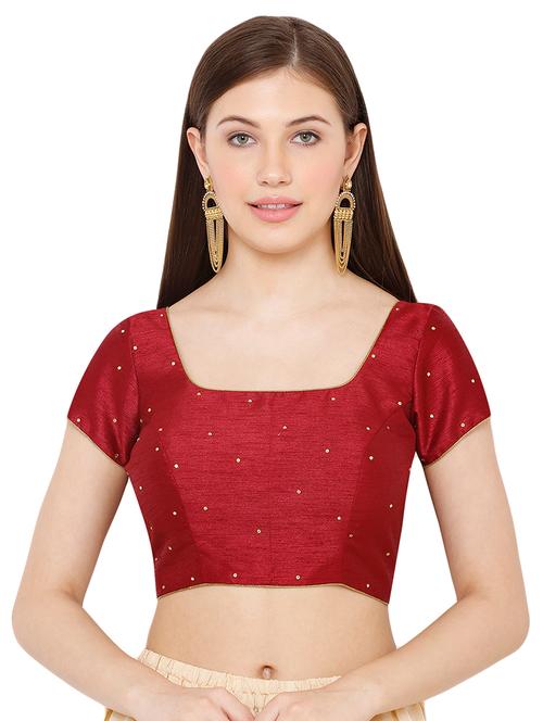 red dupion solid blouse - 17423780 - Very Small Image - 1