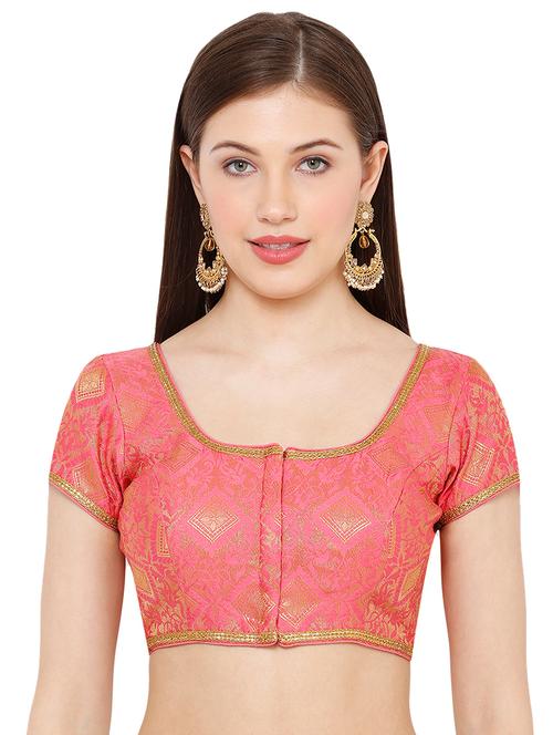 pink cotton blend brocade blouse - 17424130 - Very Small Image - 1