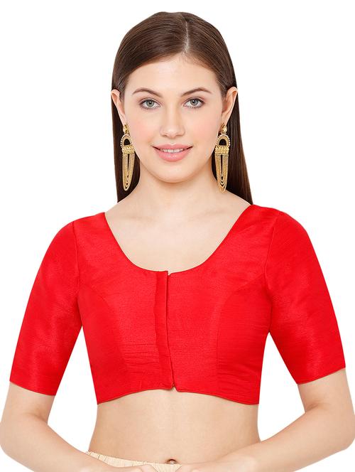 red silk solid blouse - 17424142 - Very Small Image - 1