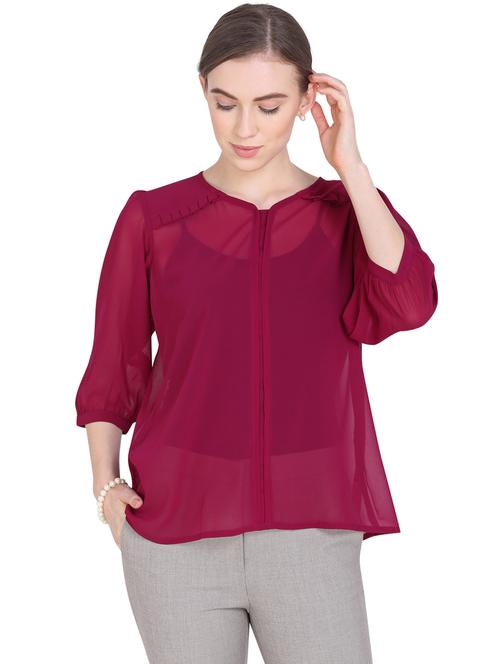 v-neck pleat detail top  - 17424395 - Very Small Image - 1