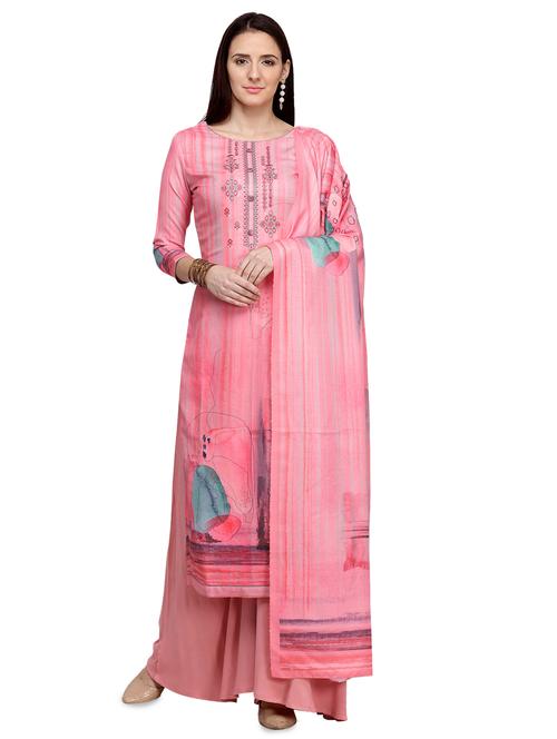 pink wool blend unstitched suit - 17424879 - Very Small Image - 1