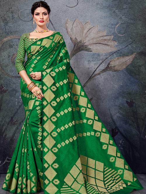 women's self design green colored saree - 17425043 - Very Small Image - 1