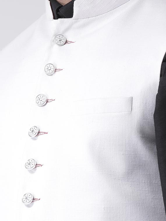 white solid nehru jacket - 17425443 - Zoom Image - 4