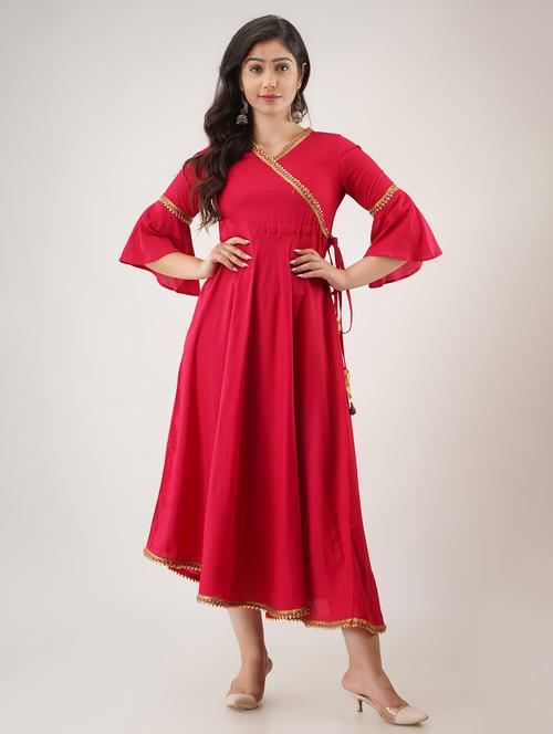 bell sleeves angrakha kurta - 17425913 - Very Small Image - 1