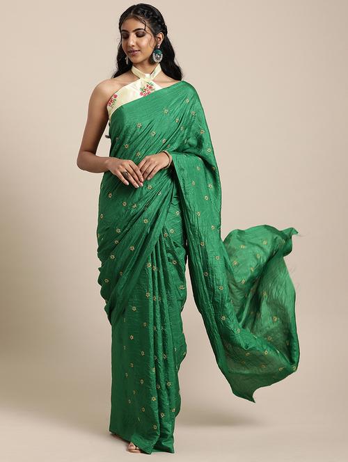 solid embroidered saree with blouse - 17425966 - Very Small Image - 1