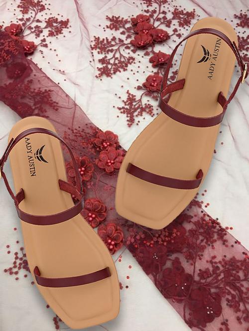 maroon back strap sandals - 17427971 - Very Small Image - 1